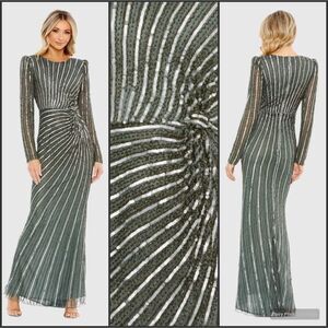 MAC DUGGAL 5641 Embellished Puff Sleeve Side Knot Gown Dress FLAW